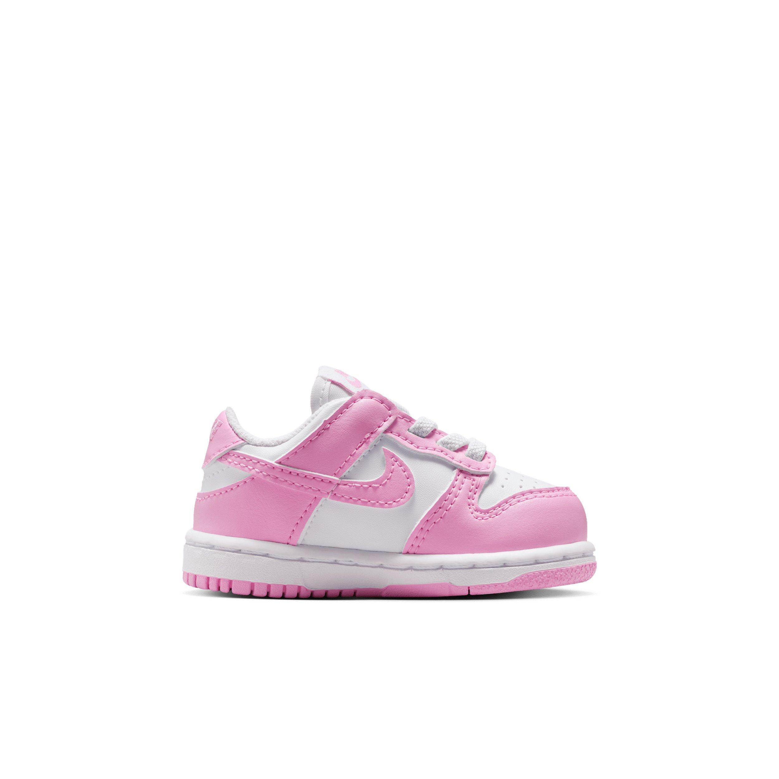 Nike Dunk Low "White/White/White/Pink Rise" Infant Girls' Shoe - WHITE/WHITE/WHITE/PINK
